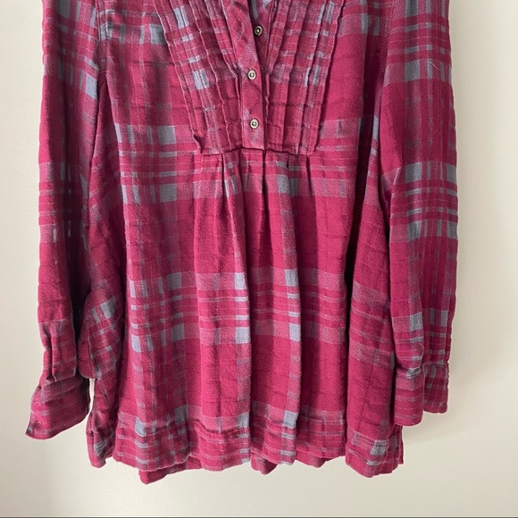 Free People Baby-Blues Paid Tunic Red Sz XS - Picture 3 of 13